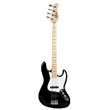 Картинка Бас-гитара Rockdale Stars Jazz BK бас-гитара типа джаз бас, цвет черный. - лучшая цена, доставка по России