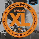 Картинка Комплект струн для электрогитары D'Addario EXL140-8 Nickel Wound - лучшая цена, доставка по России